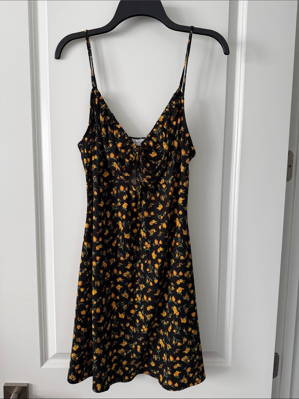 Topshop Black Summer Dress with Yellow Floral Print